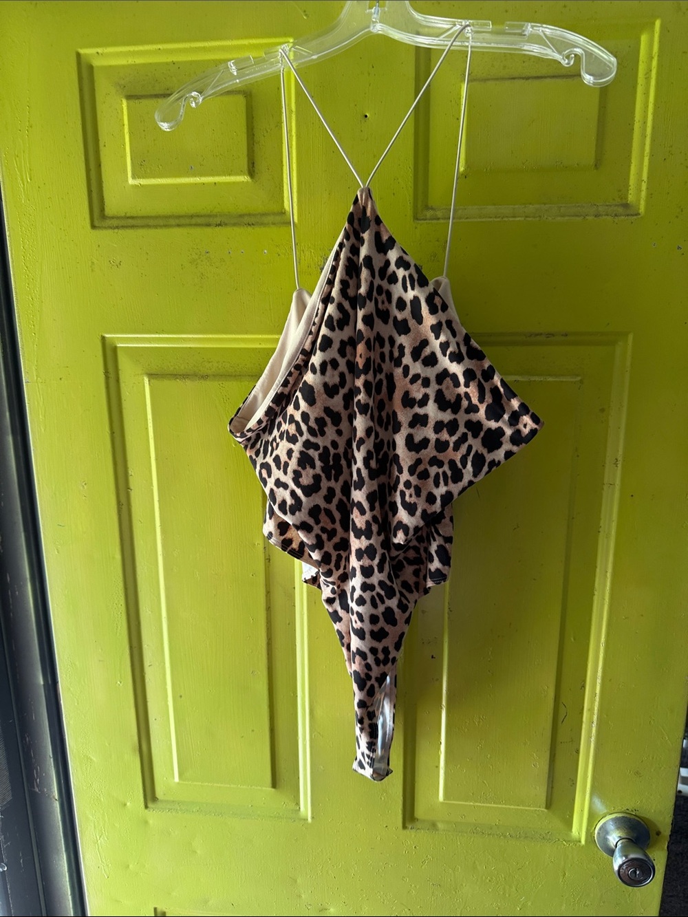 H&M women’s Leopard-Print One Piece bodysuit - Brown & Black